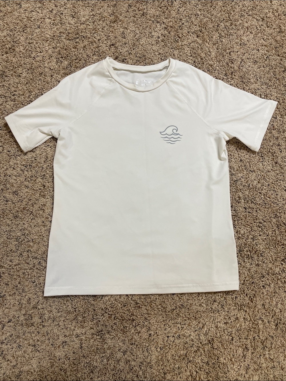 Light Cream Short Sleeve Tee with Subtle Wave Logo